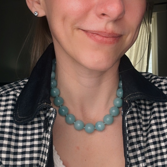 RARE Tiffany & Co. 16mm Amazonite Necklace Sterling Silver Paloma Picasso - Picture 3 of 9